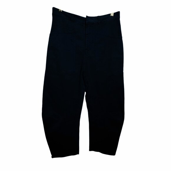 Nili Lotan Shon Cotton Pant Dark Blue Women’s Size 0 Mid Rise Barrel Leg Pants - Picture 13 of 13